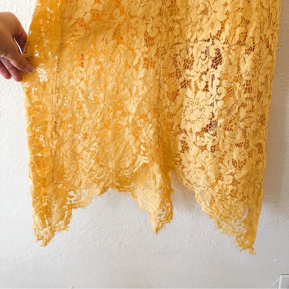 Lulus Womens One Wish Yellow Lace Midi Dress - Picture 8 of 11